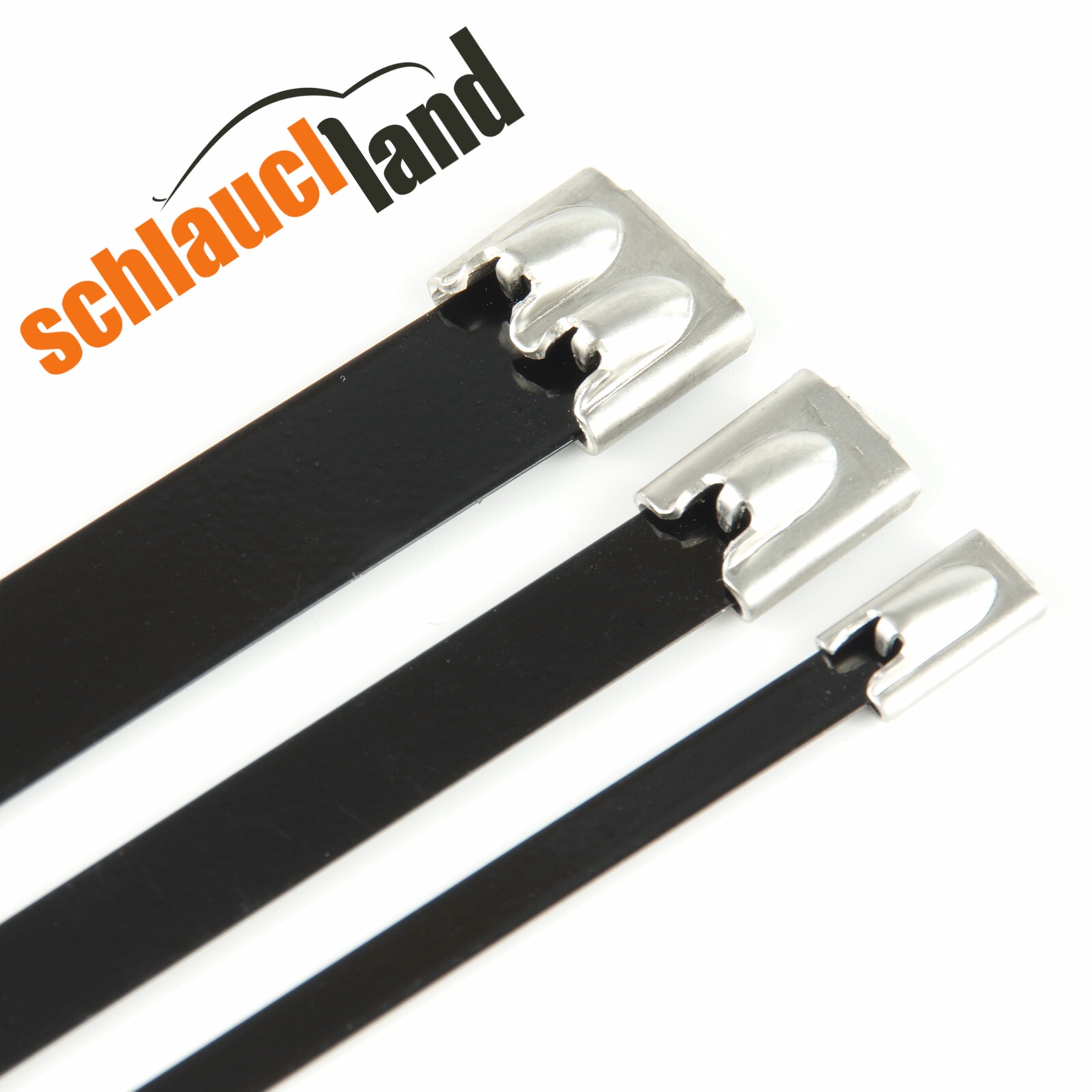 1-1000x Kabelbinder Edelstahl Metall schwarz 4,6 / 7,9 / 12 mm